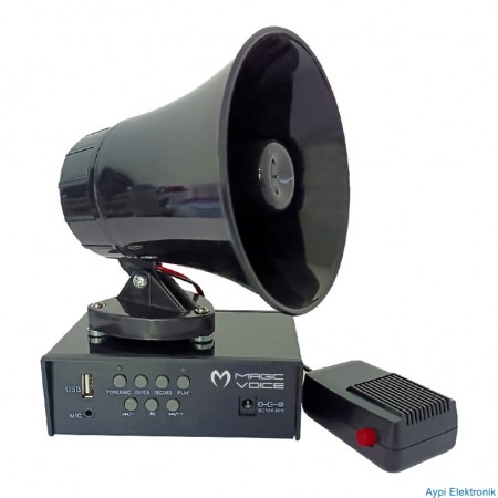 MAGICVOICE MV-800 USB KAYIT SİREN MİNİ PAZARCI ANFİ SETİ MIKNATISLI  (ANFİ+HOPARLÖR+MİKROFON) - 4033
