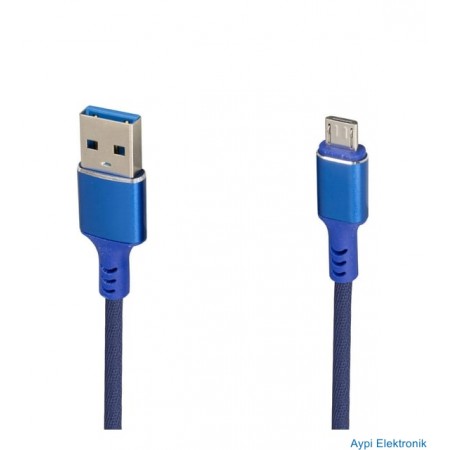 WEKO USB TO MICRO USB ÖRGÜLÜ LACİVERT ŞARJ KABLOSU M:22023