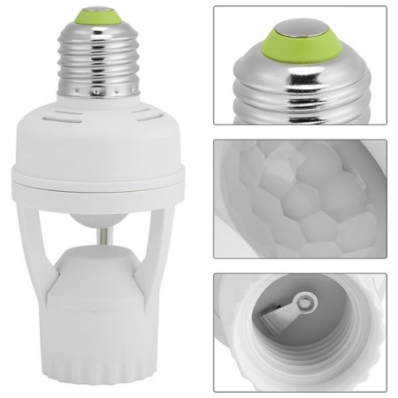 PM-24272 360 PIR HAREKET SENSÖRLÜ E27 LAMBA DUY ADAPTÖRÜ ZAMAN AYARLI AC 100V-240V 60W MAX M:24272