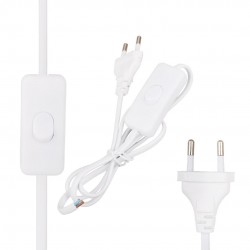 Beyaz Renk Arapuar Anahtarlı Fişli  Abajur Lambader Kablosu 