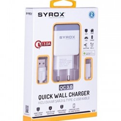 SYROX Q22 USB 2A ŞARJ CİHAZI + TYPE C KABLO