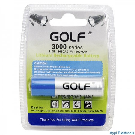 CFL * GOLF 3.7V 1500 MAH LİTHIUM PİL BAŞLIKLI 18650A (BRİSTERLİ) - 10560