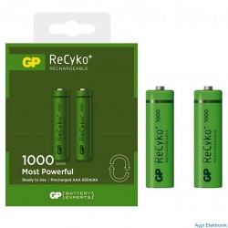 GP 1000 RECYKO R03 İNCE KALEM AAA 2Lİ PAKET YEŞİL - 9012